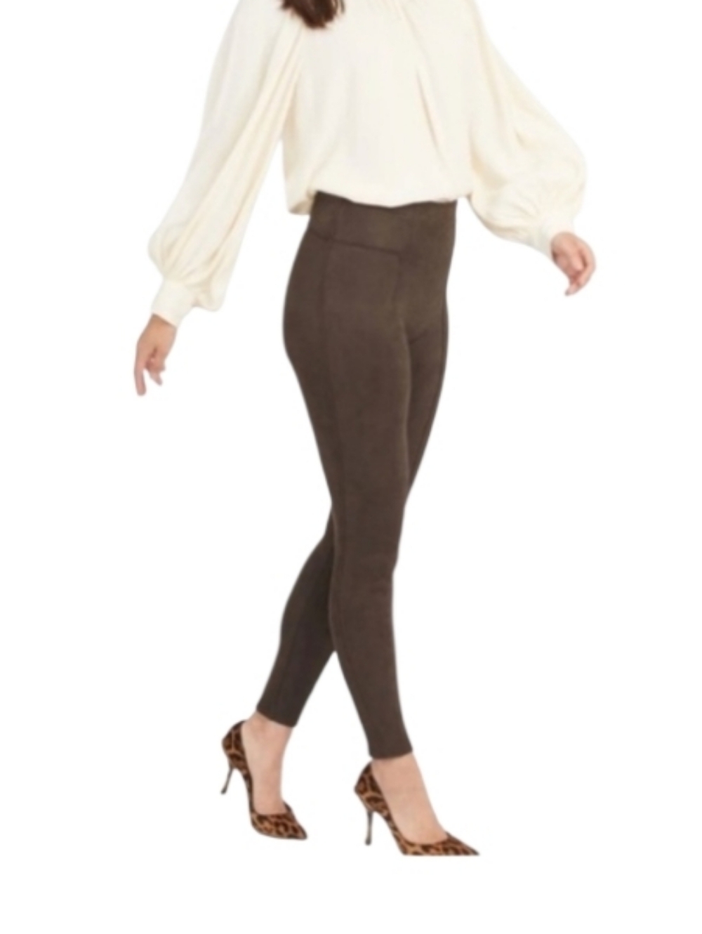 NWT Spanx Faux Suede Leggings In Chocolate Brown
